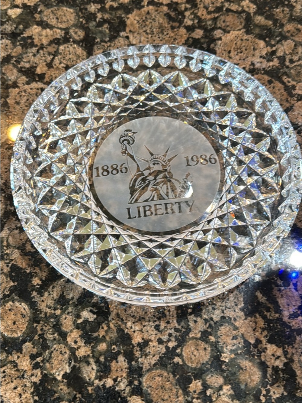 Rare Waterford Crystal 1986 Statue of Liberty Plate Trinket Dish